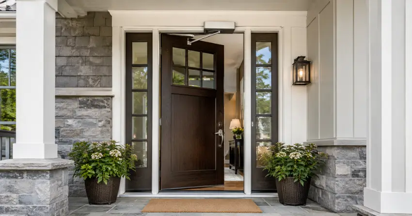 residential automatic door opener installed on exterior entry door in Westbrook, Richmond Hill
