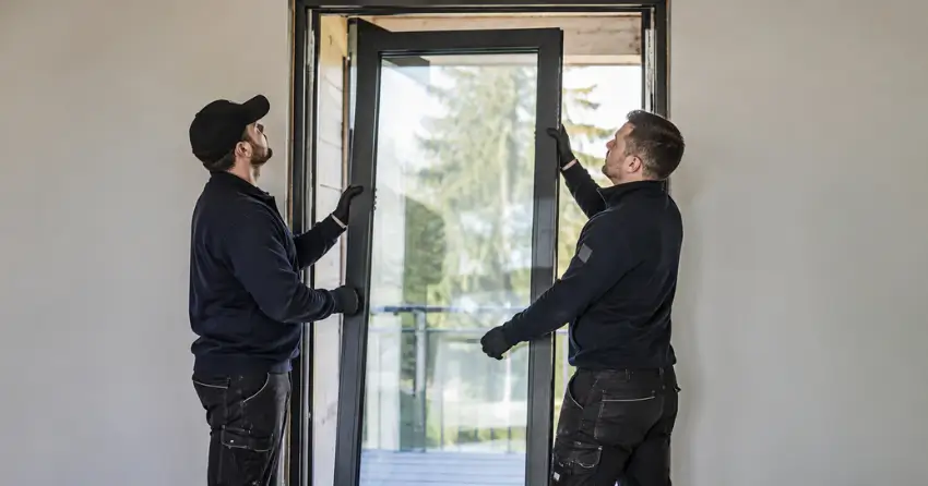 new glass panel being fitted into door frame in South Richvale, Richmond Hill