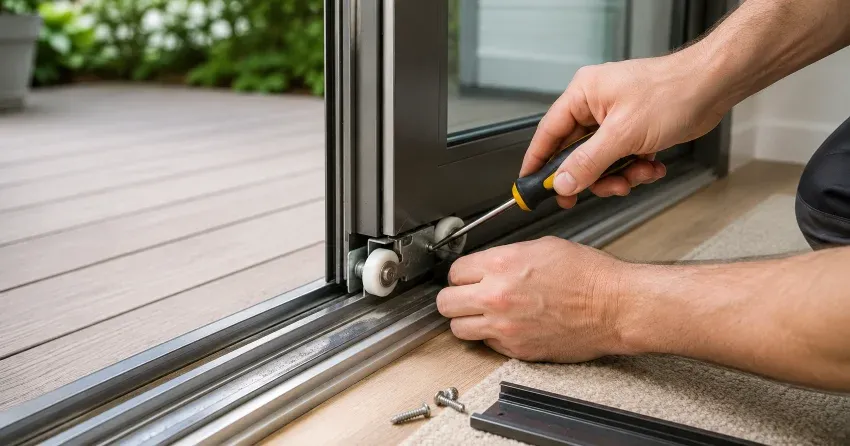 sliding door fix Devonsleigh, Richmond Hill technician diagnosing track issue